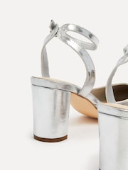 Linzi Silver Carrie Open Back Court Block Heels - Image 3 of 5