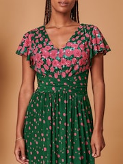 Jolie Moi Green Carlii Symmetrical Print Mesh Maxi Dress - Image 5 of 5