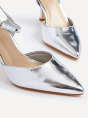 Linzi Silver Natalia Open Back Stiletto Court Heels - Image 4 of 5