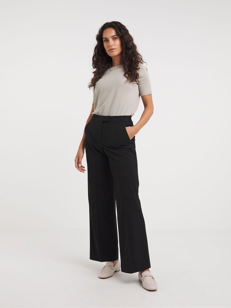 JD Williams Black Magisculpt Wide Leg Trousers Regular - Image 1 of 4