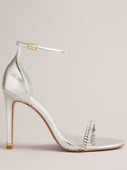 Ted Baker Silver Helenni Crystal Strap Heeled Sandals - Image 1 of 5