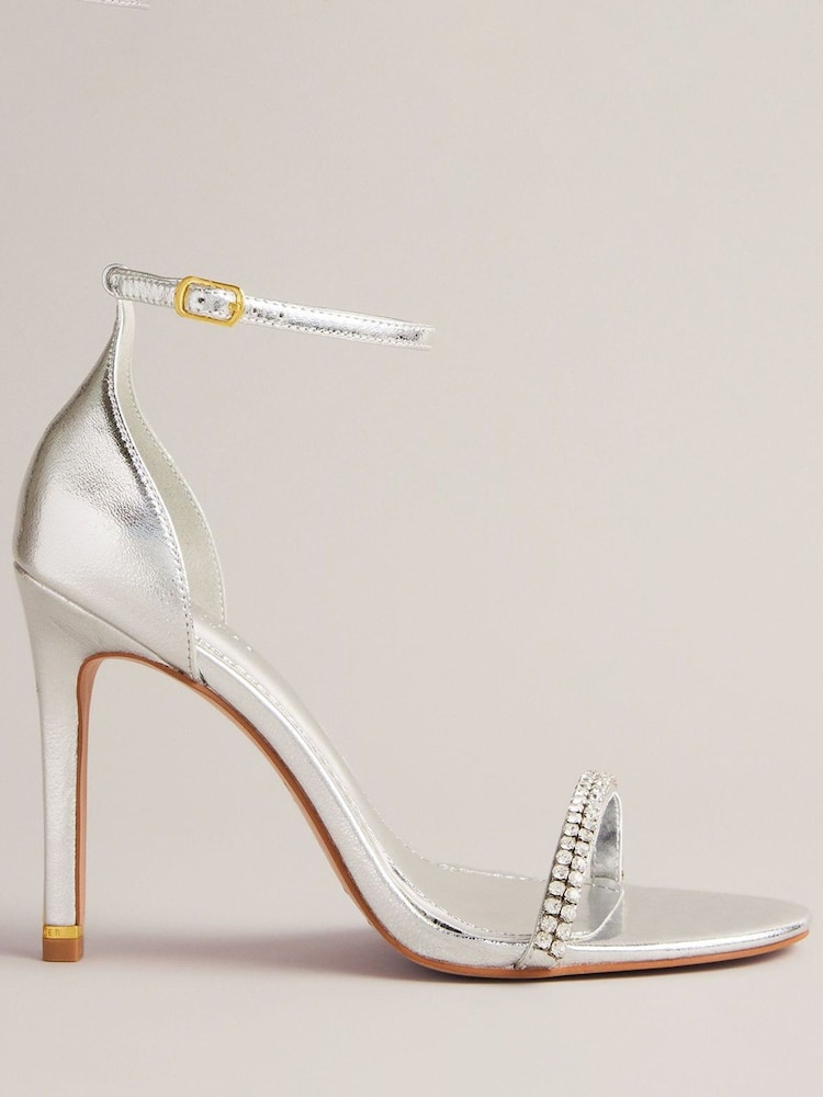 Ted Baker Silver Helenni Crystal Strap Heeled Sandals - Image 1 of 5