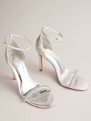 Ted Baker Silver Helenni Crystal Strap Heeled Sandals - Image 2 of 5