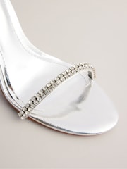 Ted Baker Silver Helenni Crystal Strap Heeled Sandals - Image 4 of 5
