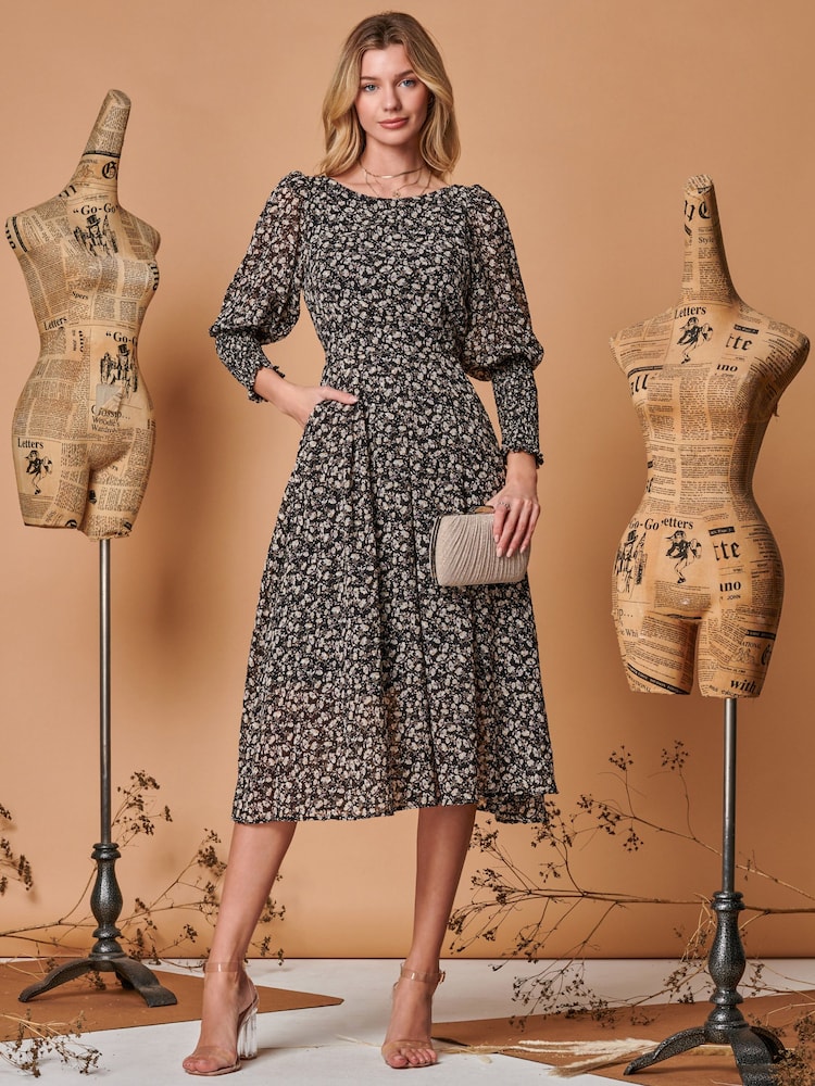 Jolie Moi Chiffon-Maxikleid mit gerafften Bündchen​​​​​​​ - Bild 1 von 5