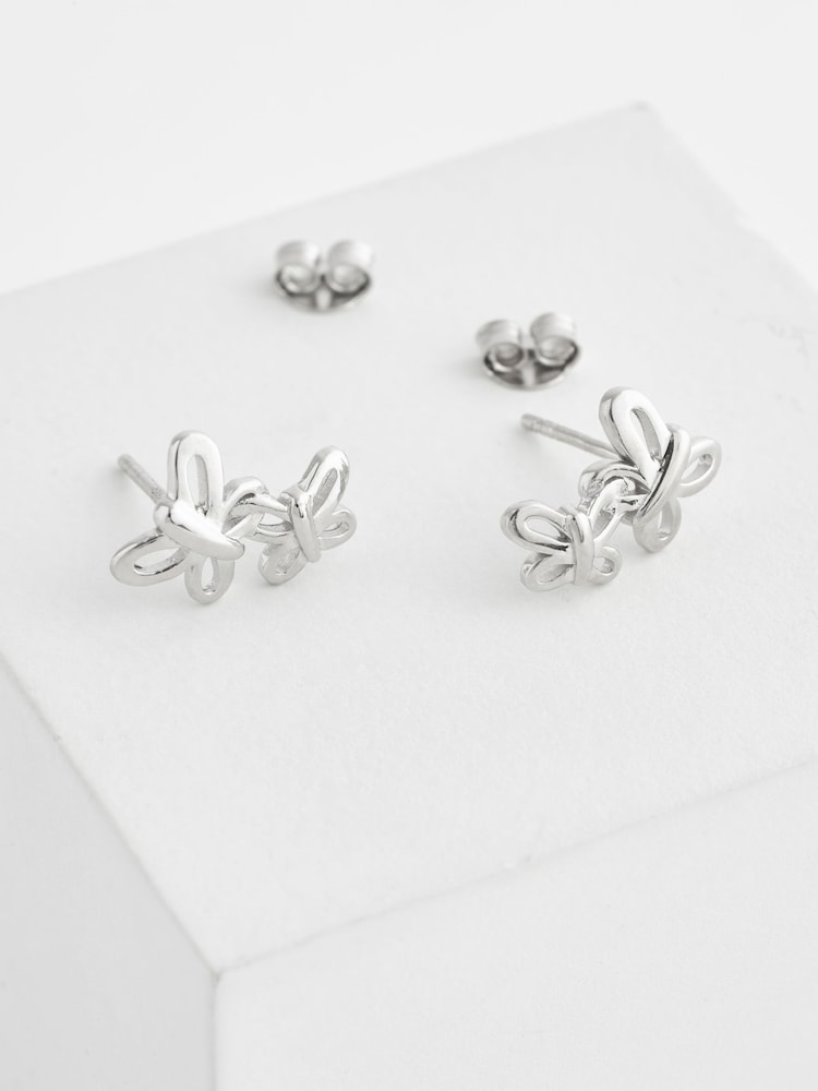 Sterling Silver Butterfly Stud Earrings - Image 3 of 3