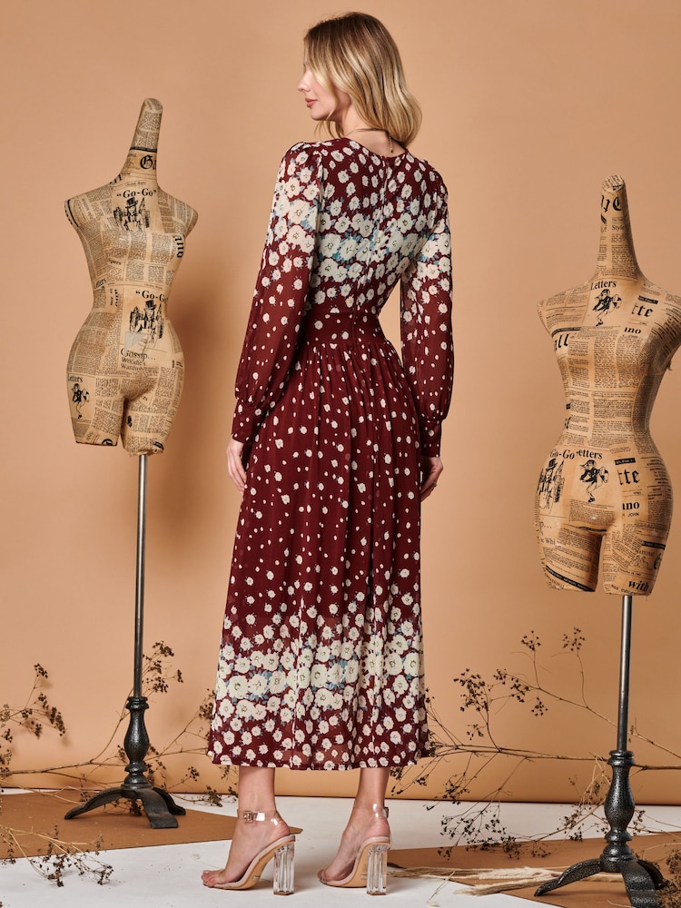 Rot - Jolie Moi Maxikleid aus Mesh mit symmetrischem Print - Bild 2 von 5 Rot - Jolie Moi Maxikleid aus Mesh mit symmetrischem Print - Bild 2 von 5