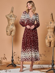 Jolie Moi Red Symmetrical Print Mesh Maxi Dress - Image 5 of 5