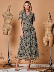 Jolie Moi Black Plunge Neckline Keyhole Chiffon Maxi Dress - Image 3 of 5