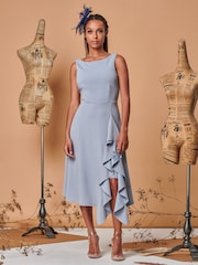 Jolie Moi Light Blue Fit & Flare Ruffle Detail Midi Dress - Image 5 of 5