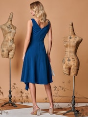 Jolie Moi Blue Fit & Flare Ruffle Detail Midi Dress - Image 2 of 5