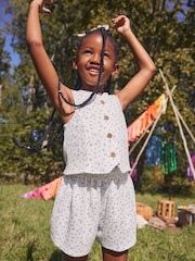 White/Blue Ditsy Floral Waistcoat and Shorts Set (3-16yrs) - Image 3 of 9