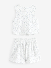 White/Blue Ditsy Floral Waistcoat and Shorts Set (3-16yrs) - Image 8 of 9