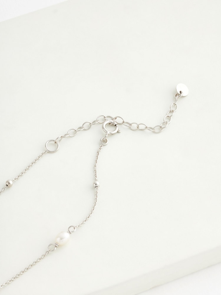 Echt zilver - Enkelbandje met verfijnde parel - Image 4 of 4