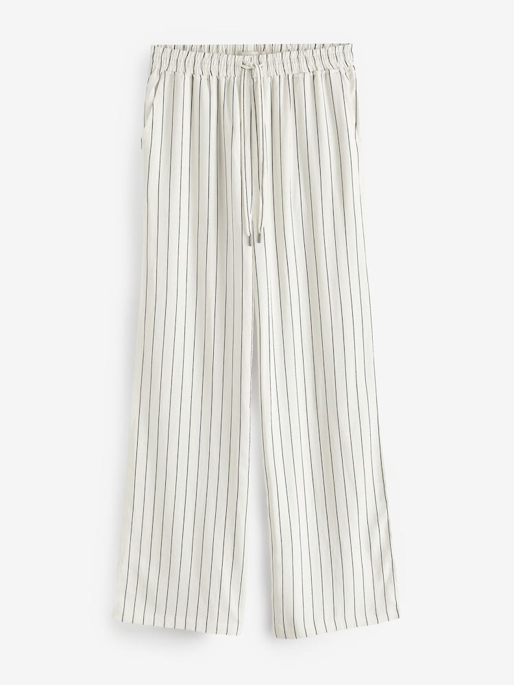 Black & White Stripe Linen Blend Trousers 2 Pack - Image 2 of 4 Black & White Stripe Linen Blend Trousers 2 Pack - Image 2 of 4