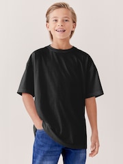 Black Oversized Fit Short Sleeve T-Shirt (3-16yrs) - Image 1 of 5