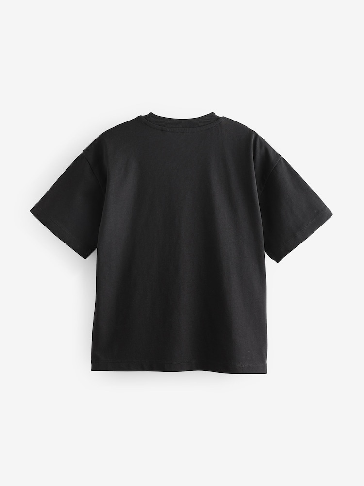 Black Oversized Fit Short Sleeve T-Shirt (3-16yrs) - Image 4 of 5
