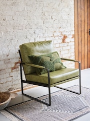 French Connection Sage Green Quartz Leather Look Accent Chair - Image 1 of 9