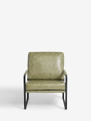 French Connection Sage Green Quartz Leather Look Accent Chair - Image 2 of 9