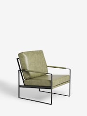 French Connection Sage Green Quartz Leather Look Accent Chair - Image 3 of 9