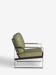 French Connection Sage Green Quartz Leather Look Accent Chair - Image 4 of 9