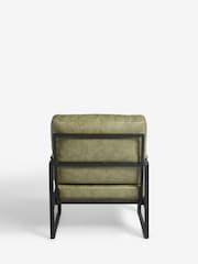 French Connection Sage Green Quartz Leather Look Accent Chair - Image 5 of 9