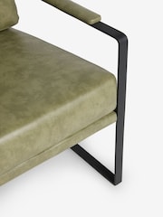 French Connection Sage Green Quartz Leather Look Accent Chair - Image 7 of 9
