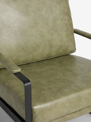 French Connection Sage Green Quartz Leather Look Accent Chair - Image 8 of 9