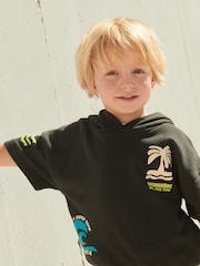 Charcoal Grey Waves 100% Cotton Short Sleeve Hooded Sweatshirt and Shorts Set (3mths-7yrs) - Image 5 of 7