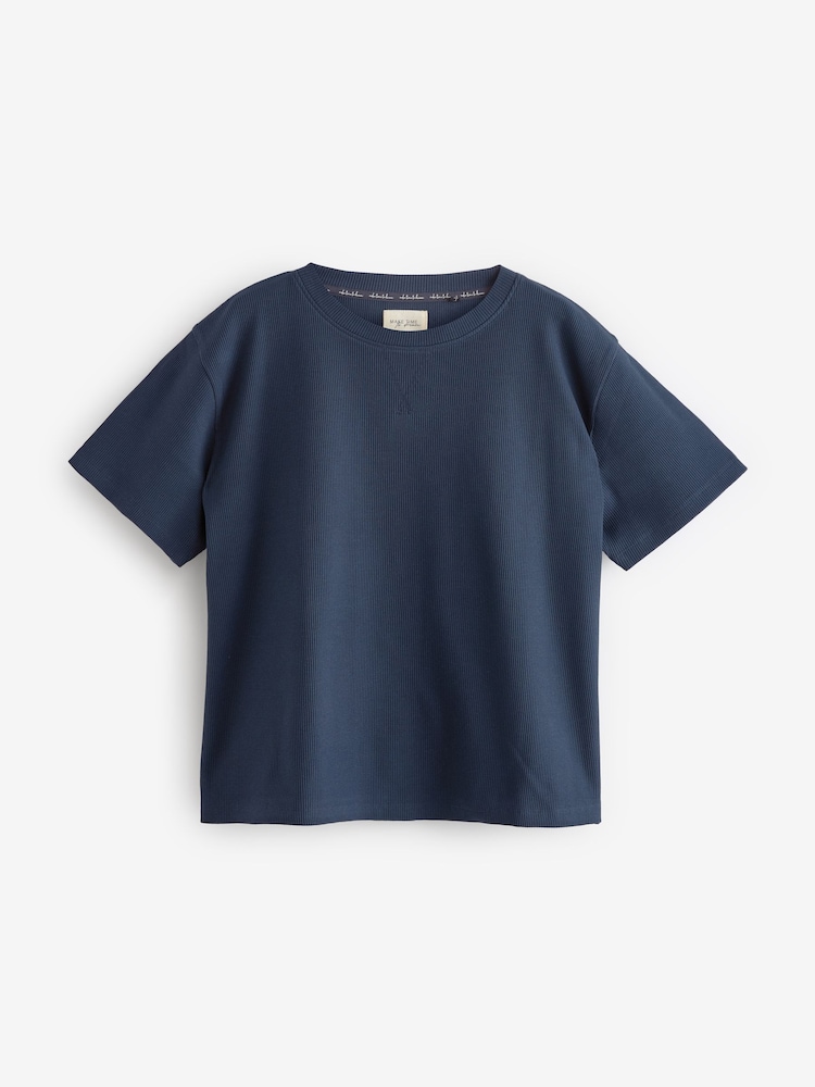 Navy/White Waffle Short Set Pyjamas 2 Pack - Image 2 of 6 Navy/White Waffle Short Set Pyjamas 2 Pack - Image 2 of 6