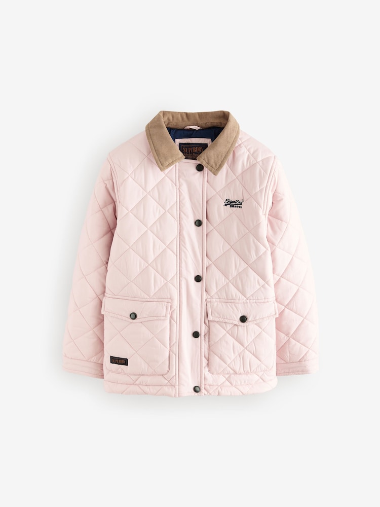 Superdry Pink Quilted Collared Jacket - Image 10 of 15
