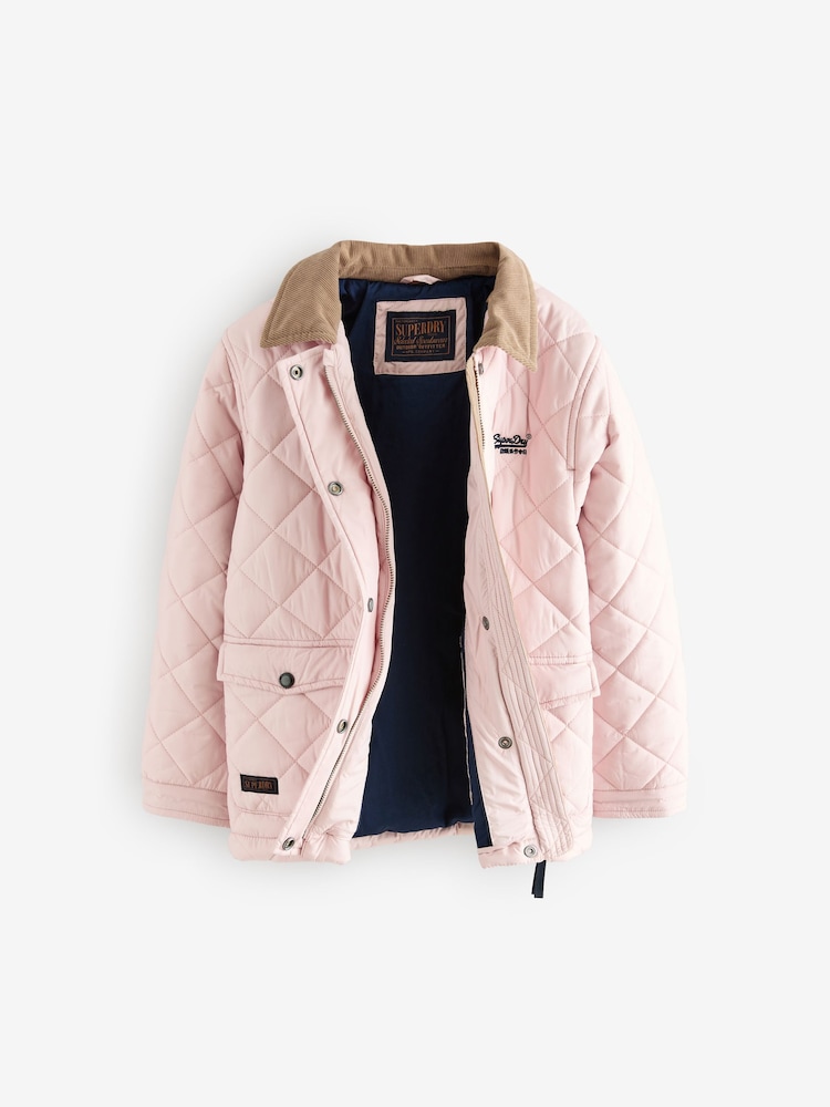 Superdry Pink Quilted Collared Jacket - Image 11 of 15