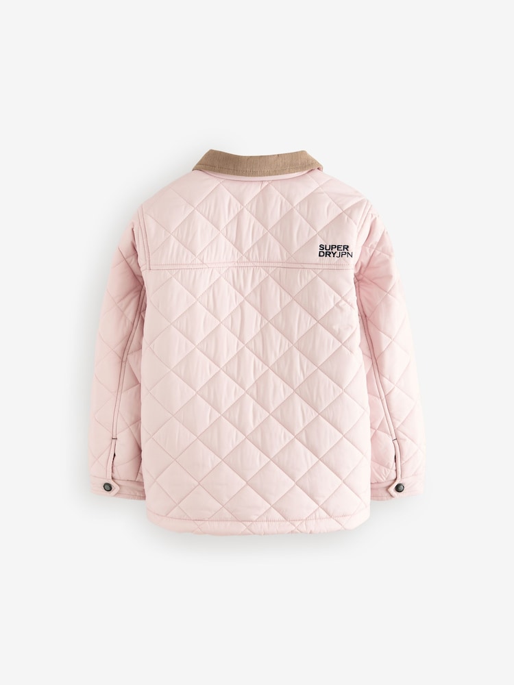Superdry Pink Quilted Collared Jacket - Image 12 of 15