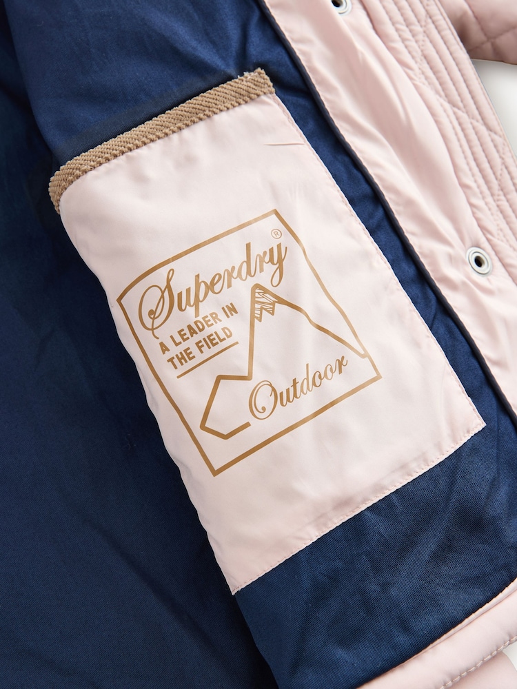 Superdry Pink Quilted Collared Jacket - Image 15 of 15