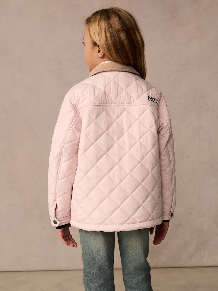 Superdry Pink Quilted Collared Jacket - Image 2 of 15