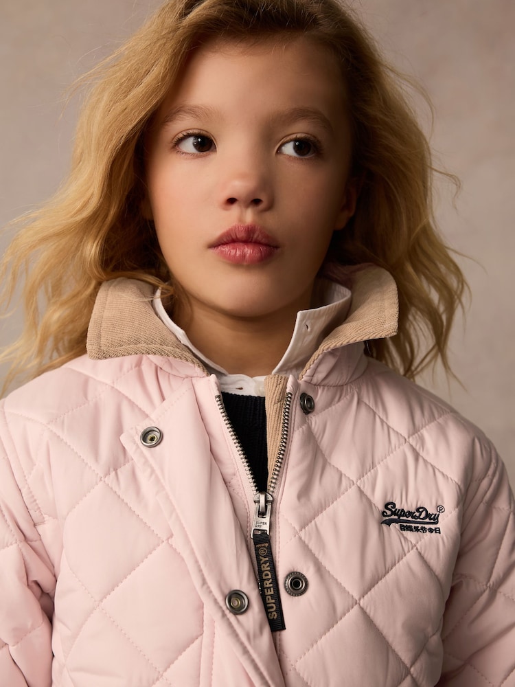 Superdry Pink Quilted Collared Jacket - Image 3 of 15