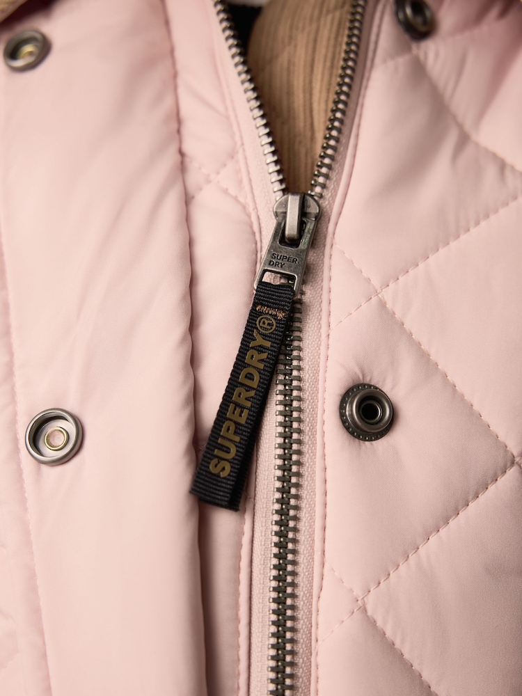 Superdry Pink Quilted Collared Jacket - Image 4 of 15