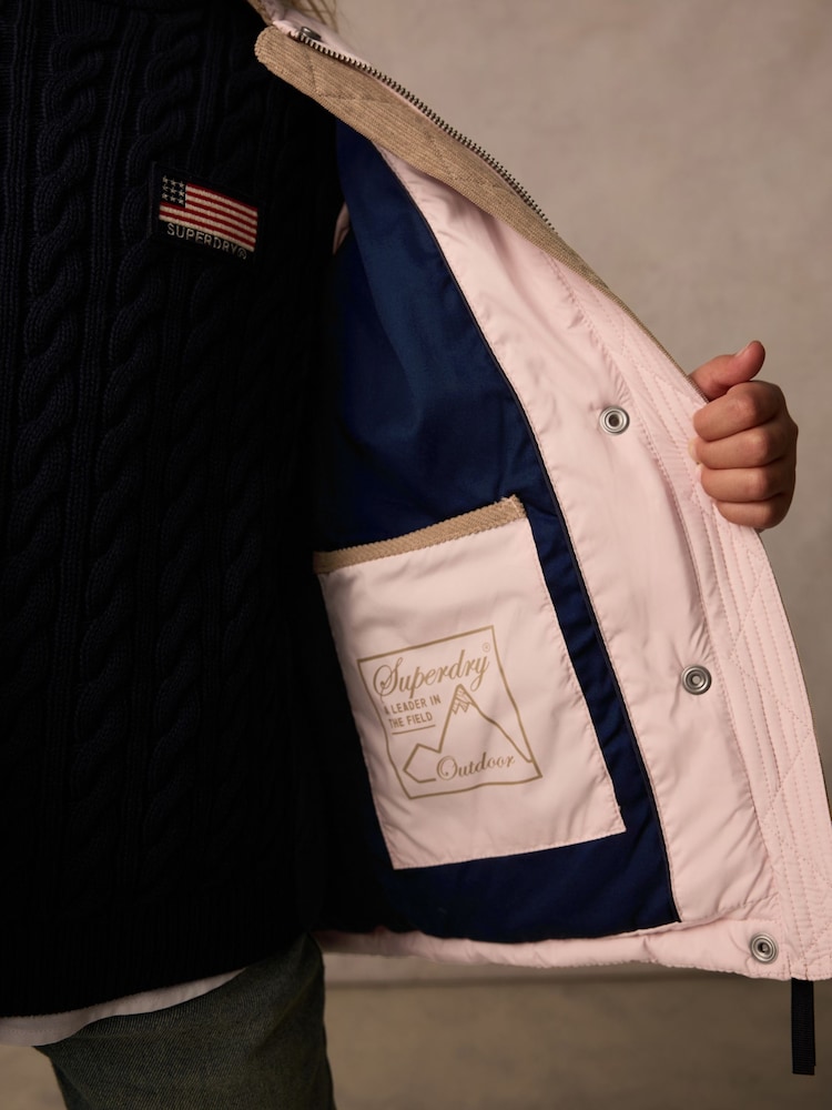 Superdry Pink Quilted Collared Jacket - Image 6 of 15