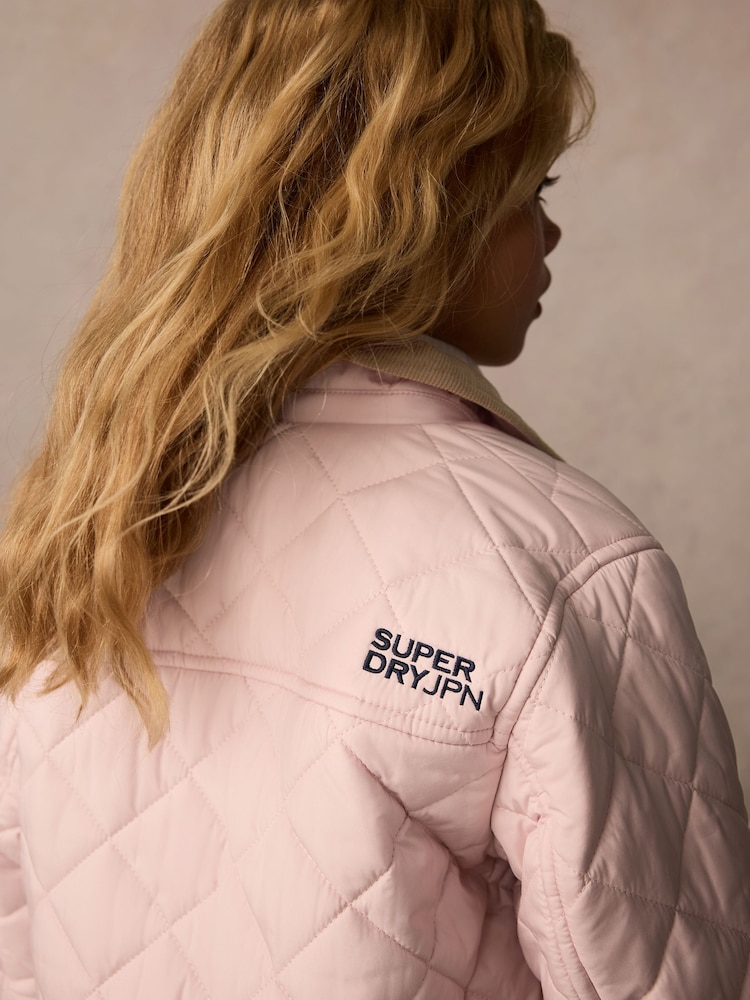 Superdry Pink Quilted Collared Jacket - Image 7 of 15