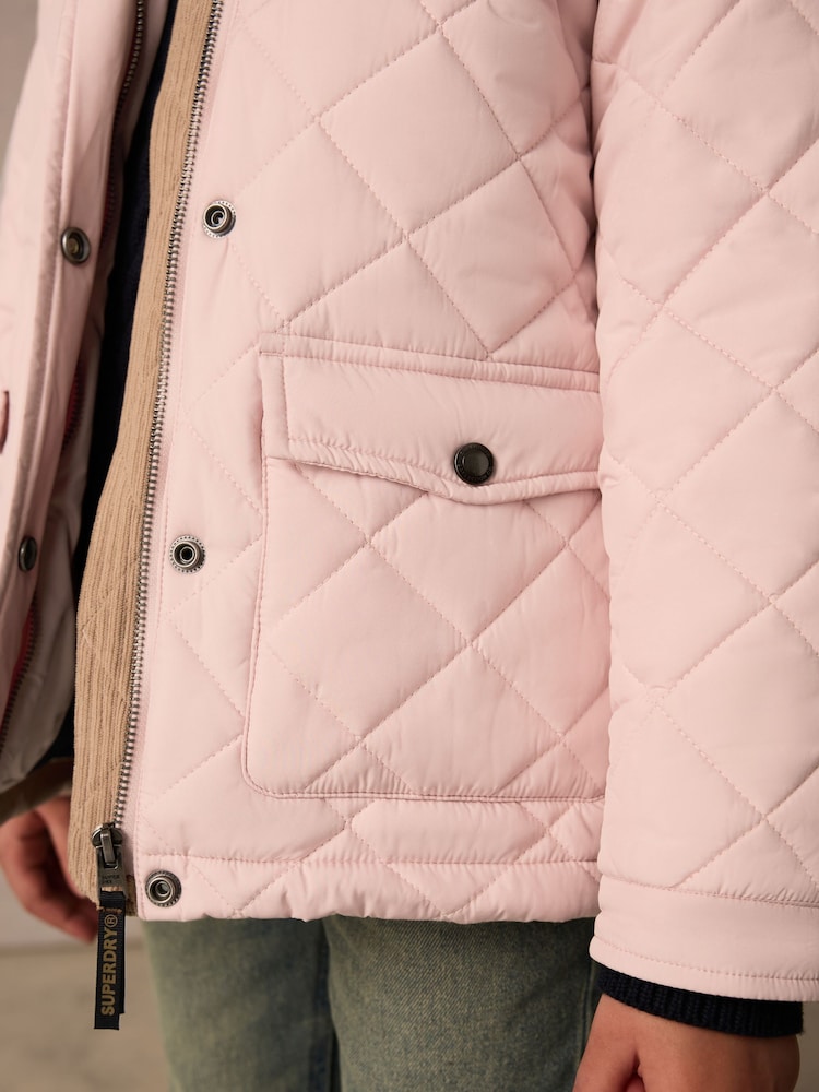 Superdry Pink Quilted Collared Jacket - Image 8 of 15