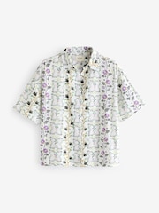 Cream Floral 100% Cotton Button Through Shorts Set - Image 7 of 9