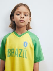Yellow Brazil Boxy Football Top (3-16yrs) - Image 3 of 7