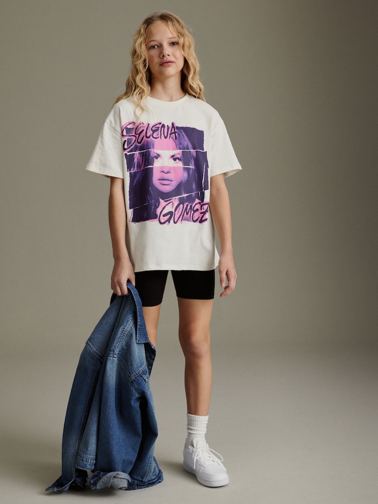 White Selena Gomez Oversized License T-Shirt (3-16yrs) - Image 4 of 8