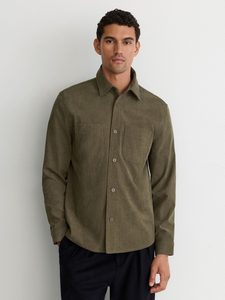 Reiss Green Townie Corduroy Twin-Pocket Overshirt - Image 1 of 8 Reiss Green Townie Corduroy Twin-Pocket Overshirt - Image 1 of 8