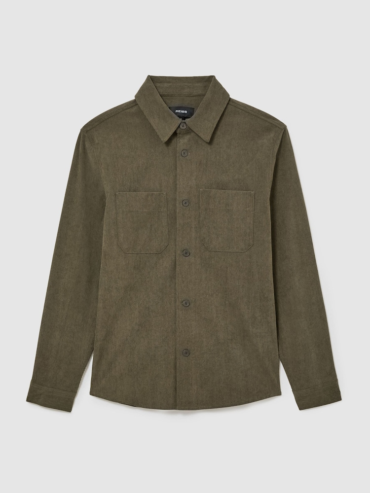 Reiss Green Townie Corduroy Twin-Pocket Overshirt - Image 2 of 8 Reiss Green Townie Corduroy Twin-Pocket Overshirt - Image 2 of 8
