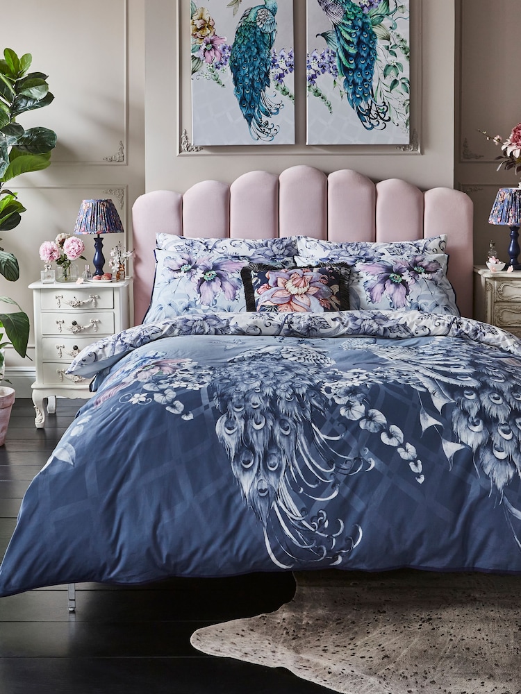 Joe Browns Blue Poised Peacocks Reversible Bed Set - Image 1 of 6