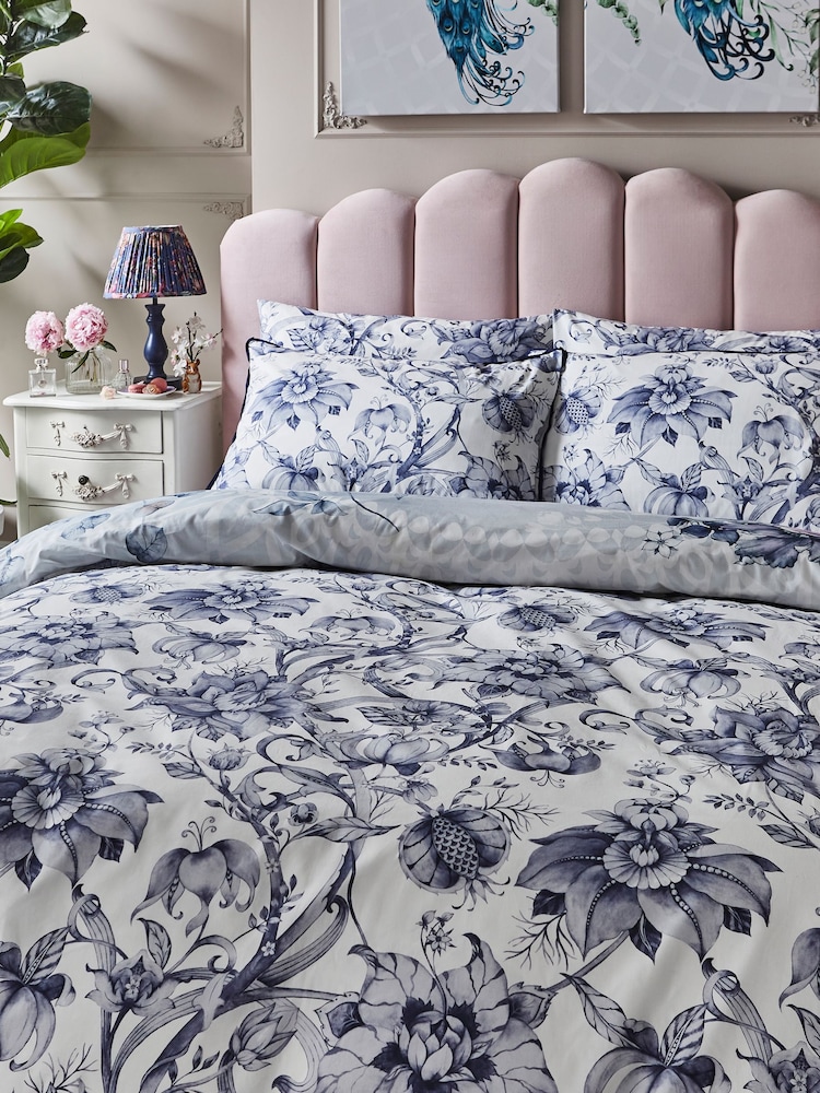 Joe Browns Blue Poised Peacocks Reversible Bed Set - Image 2 of 6