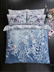 Joe Browns Blue Poised Peacocks Reversible Bed Set - Image 3 of 6