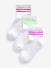 Weiß mit fluoreszierendem Streifen - Gepolsterte Knöchelsocken mit hohem Baumwollanteil, 3er-Pack - Bild 1 von 4