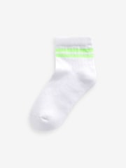 Weiß mit fluoreszierendem Streifen - Gepolsterte Knöchelsocken mit hohem Baumwollanteil, 3er-Pack - Bild 2 von 4